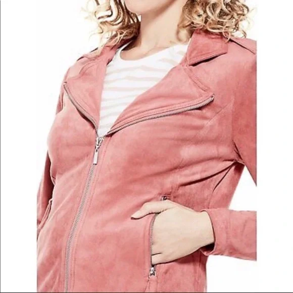 Vintage Guess Moto Soft Stretch Faux Suede Zip Up Fitted Jacket 2000s. - Picture 5 of 8